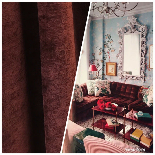 NEW! Designer Super Thick And Soft Chenille Velvet Fabric - Borolo Wine Red BTY - Fancy Styles Fabric Pierre Frey Lee Jofa Brunschwig & Fils