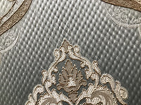 SWATCH Antique Inspired Eggshell Silver Blue Satin Brocade Upholstery Fabric - Fancy Styles Fabric Pierre Frey Lee Jofa Brunschwig & Fils