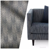 Countess Claire Designer Upholstery Herringbone Chevron Pattern Tweed Fabric -Blue-Gray - Fancy Styles Fabric Pierre Frey Lee Jofa Brunschwig & Fils