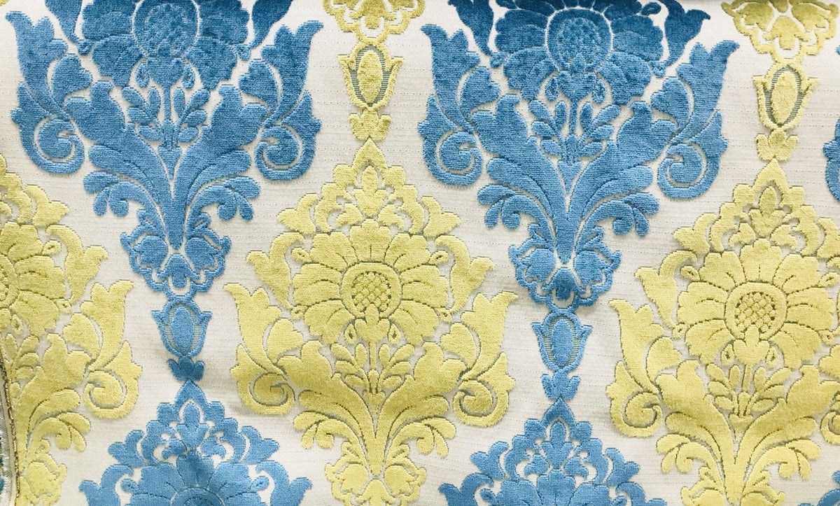 SWATCH- Imported Belgium Burnout Damask Chenille Velvet Fabric Upholstery - Fancy Styles Fabric Boutique