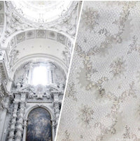 SWATCH 4” x 7” - Brocade Jacquard Fabric- White,Ivory, Grey Floral- Upholstery - Fancy Styles Fabric Pierre Frey Lee Jofa Brunschwig & Fils