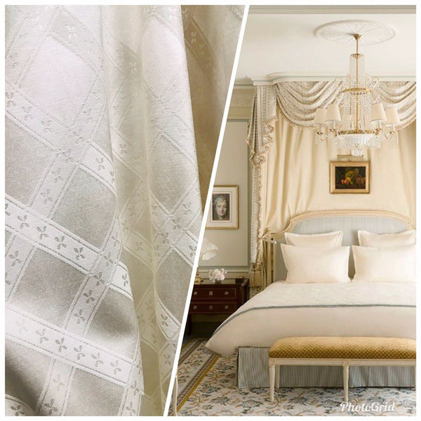 NEW SALE! Lady Beth Designer Brocade Drapery Fabric- Ivory- Upholstery Damask - Fancy Styles Fabric Pierre Frey Lee Jofa Brunschwig & Fils