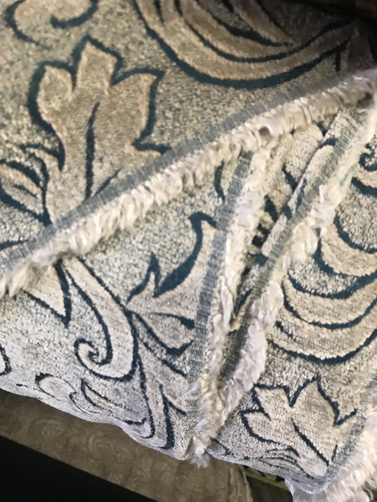 SALE! Designer Velvet Chenille Burnout Fabric - Antique Dusty Teal - Fancy Styles Fabric Pierre Frey Lee Jofa Brunschwig & Fils
