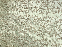 SALE! Designer 100% Silk Taffeta Dupioni Embroidery Floral Fabric - Mint Green - Fancy Styles Fabric Boutique