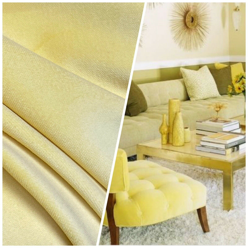 NEW! Prince Fabrielle - Designer Light Weight Cotton Velvet Upholstery Fabric - Soft- Light Yellow - Fancy Styles Fabric Pierre Frey Lee Jofa Brunschwig & Fils