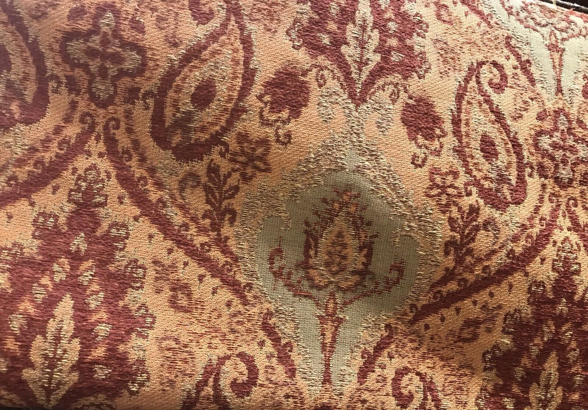 SWATCH Double Sided Burnout Kilim Rug Inspired Fabric- Red Orange Upholstery - Fancy Styles Fabric Pierre Frey Lee Jofa Brunschwig & Fils