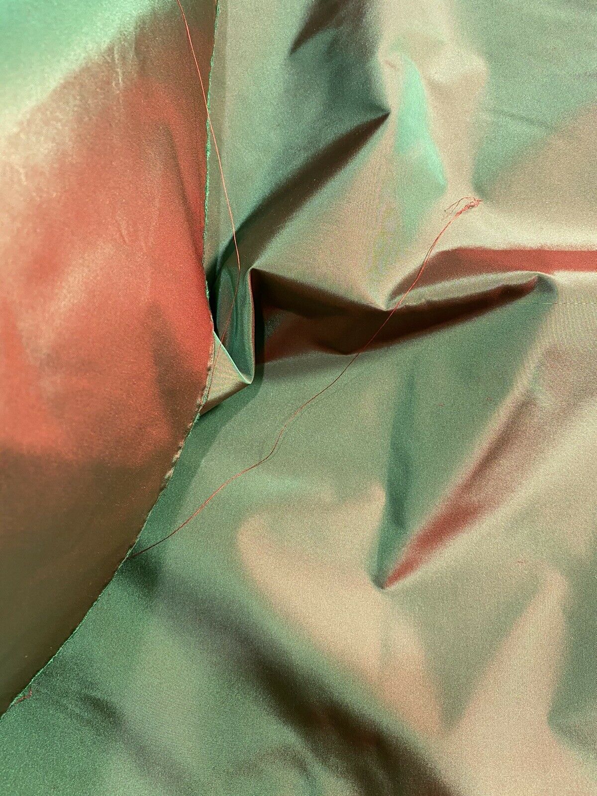 Lady Lisa Designer 100% Silk Taffeta Fabric - Electric Green with Cinnamon Red Iridescence - Fancy Styles Fabric Pierre Frey Lee Jofa Brunschwig & Fils