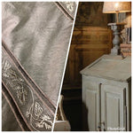 SALE! 100% Silk Taffeta Drapery Embroidery Fabric - Khaki Green Striped - Fancy Styles Fabric Boutique