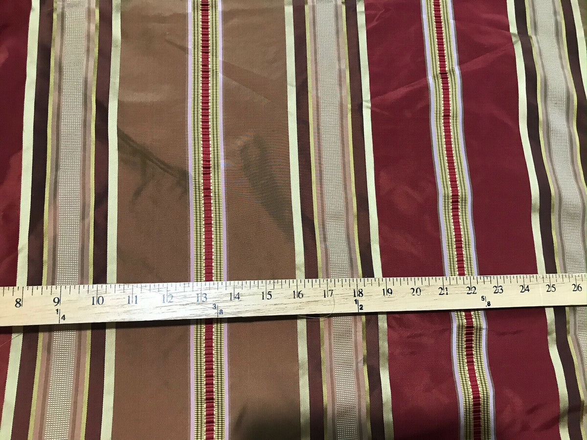 NEW! Lady Meryl Designer 100% Silk Taffeta Fabric -Red & Gold Ribbon Satin Stripes - Fancy Styles Fabric Pierre Frey Lee Jofa Brunschwig & Fils
