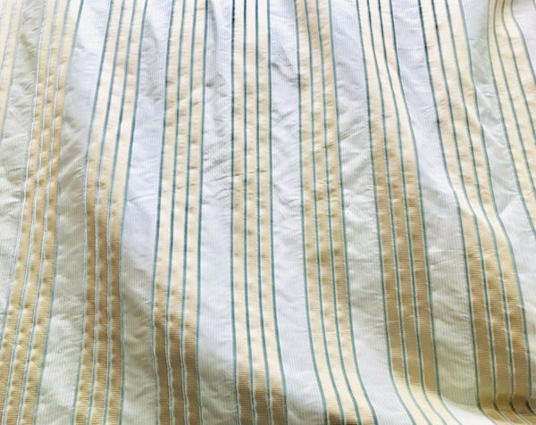 NEW! Designer 100% Silk Taffeta Aqua Velvet Striped Fabric- Rose Gold Aqua - Fancy Styles Fabric Pierre Frey Lee Jofa Brunschwig & Fils