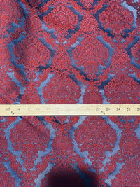 NEW Princess Giselle Designer Damask Satin Drapery Upholstery Fabric - Electric Red & Navy Blue - Fancy Styles Fabric Pierre Frey Lee Jofa Brunschwig & Fils