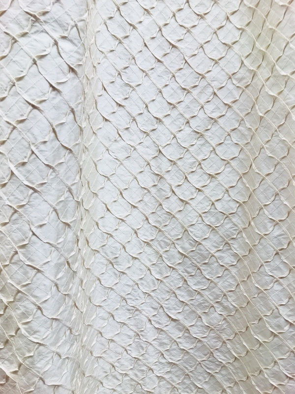 Designer 100% Silk Taffeta Quilted Drapery Fabric- Ivory- Sold By The Yard - Fancy Styles Fabric Pierre Frey Lee Jofa