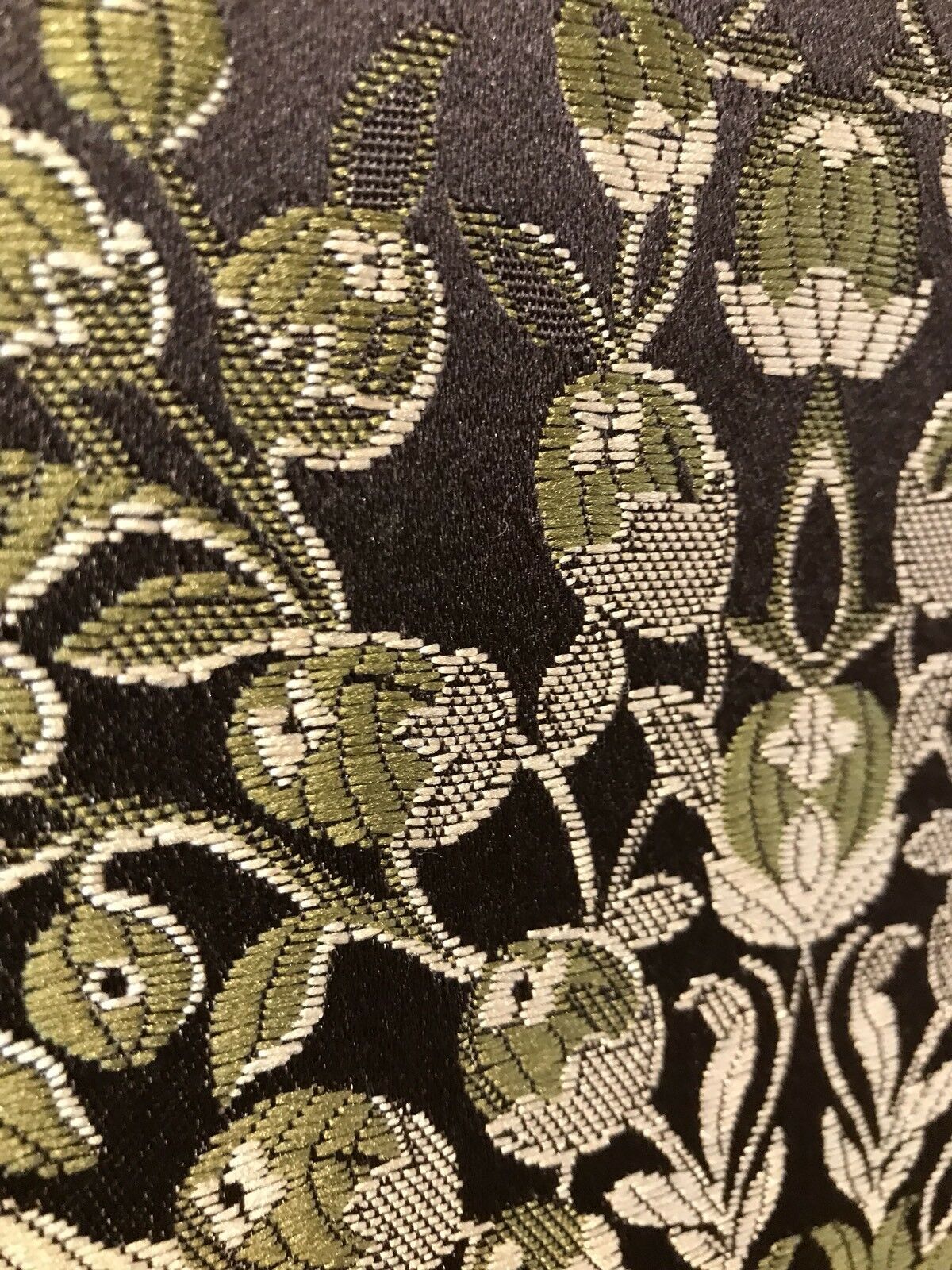 NEW! Brocade Satin Neoclassical Fabric- Brown Palms Damask - Fancy Styles Fabric Pierre Frey Lee Jofa Brunschwig & Fils