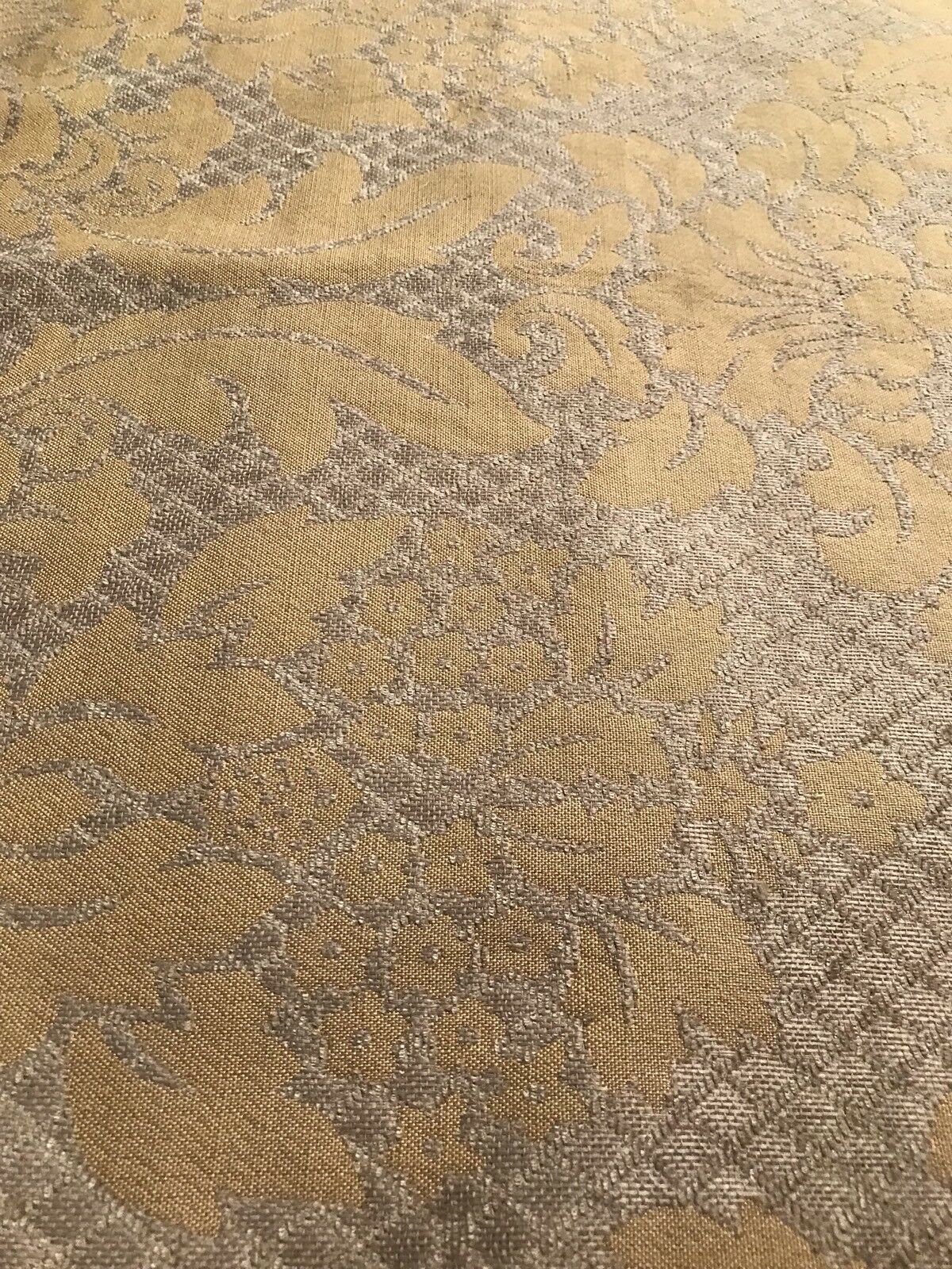 NEW Quilted Burnout Chenille Velvet Fabric- Taupe And Gold- Upholstery - Fancy Styles Fabric Pierre Frey Lee Jofa Brunschwig & Fils