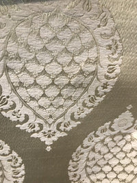 SWATCH Brocade Satin Fabric- Antique Cream And Gold Damask Decorating - Fancy Styles Fabric Pierre Frey Lee Jofa Brunschwig & Fils