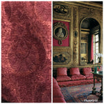 SWATCH- Designer Velvet Chenille Burnout Fabric - Antique Red Floral - Fancy Styles Fabric Pierre Frey Lee Jofa Brunschwig & Fils