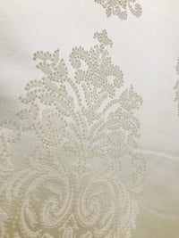 NEW Lady Alison Designer Satin Damask Brocade Upholstery Drapery Fabric - Cream Ivory - Fancy Styles Fabric Pierre Frey Lee Jofa Brunschwig & Fils