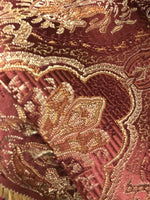 3/4 Yard Remnant- 110” wide- Brocade Bohemian Upholstery Fabric - Wine Red - Fancy Styles Fabric Pierre Frey Lee Jofa Brunschwig & Fils