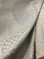 SWATCH Brocade Satin Fabric- Antique Cream And Gold Damask Decorating - Fancy Styles Fabric Pierre Frey Lee Jofa Brunschwig & Fils