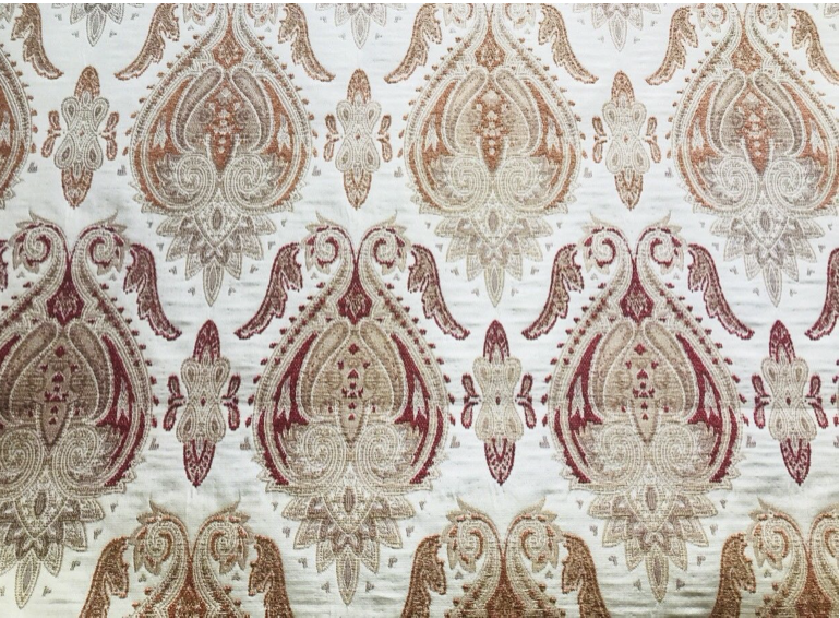 NEW! Brocade Damask French Upholstery Fabric Red Orange & Yellow/Ivory LLPBR0003 - Fancy Styles Fabric Pierre Frey Lee Jofa Brunschwig & Fils