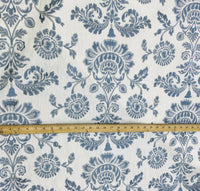 NEW! Novelty 100% Cotton Fabric Floral Damask Embroidery- Blue & White - Fancy Styles Fabric Pierre Frey Lee Jofa Brunschwig & Fils
