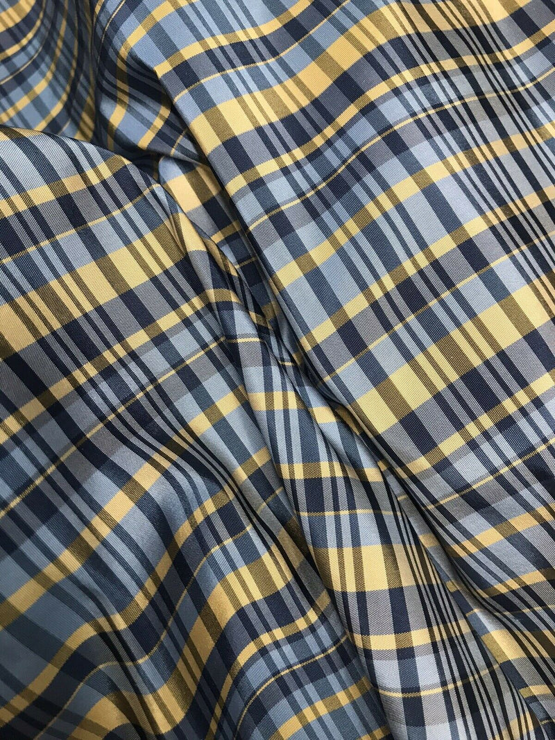 NEW Lady Riley Designer 100% Silk Taffeta Plaid Tartan Fabric -Blue ...
