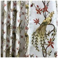 NEW! Lady Patrice Designer Cotton Embroidered Peacock Drapery Fabric  - White - Fancy Styles Fabric Pierre Frey Lee Jofa Brunschwig & Fils