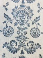 NEW! Novelty 100% Cotton Fabric Floral Damask Embroidery- Blue & White - Fancy Styles Fabric Pierre Frey Lee Jofa Brunschwig & Fils