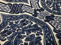 SWATCH Double Sided Burnout Chenille Velvet Fabric- Blue Upholstery Damask - Fancy Styles Fabric Boutique