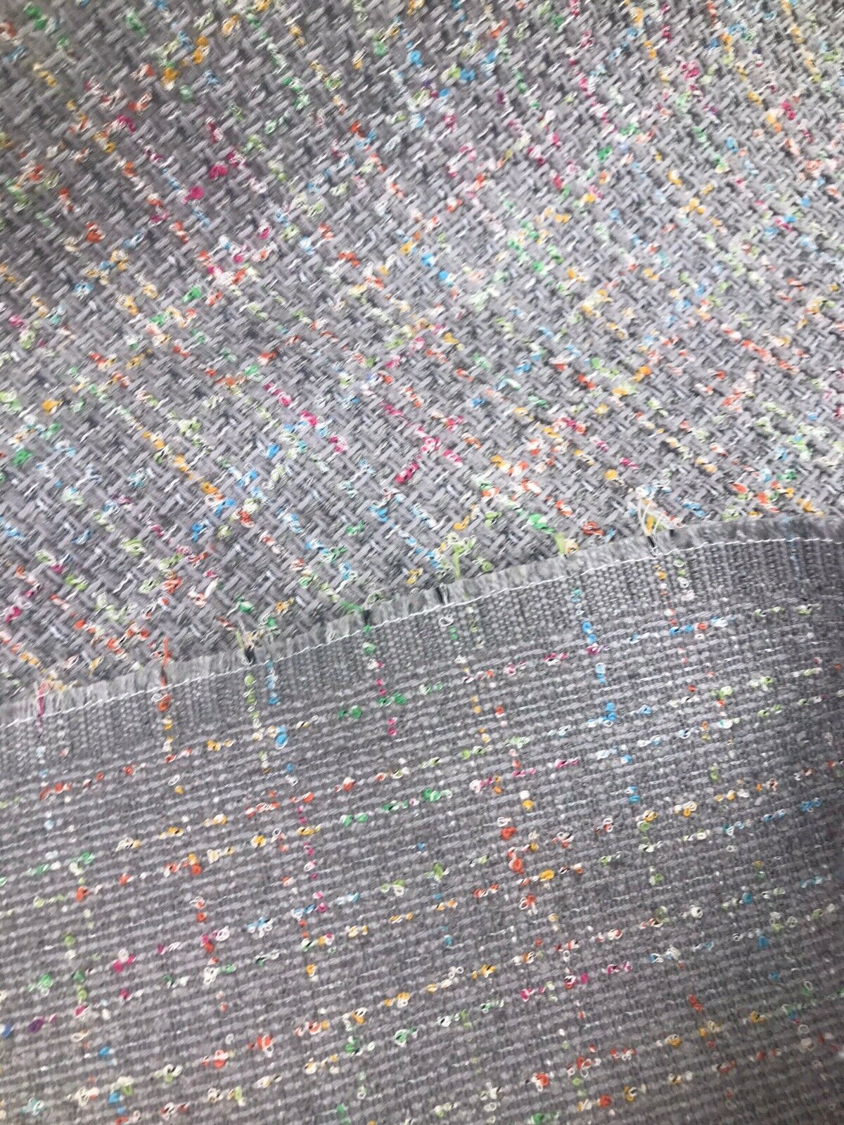 NEW Designer Nubby Upholstery Heavyweight Tweed Fabric- Gray & Multicolor BTY - Fancy Styles Fabric Pierre Frey Lee Jofa Brunschwig & Fils