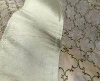 Lady Rachelle 100% Silk Taffeta Striped Drapery Fabric - Pale Green & Clear - Embroidered - Fancy Styles Fabric Pierre Frey Lee Jofa Brunschwig & Fils