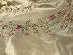 NEW! Duchess Megan Designer 100% Silk Dupioni Embroidery Floral Fabric- Beige - Fancy Styles Fabric Pierre Frey Lee Jofa Brunschwig & Fils