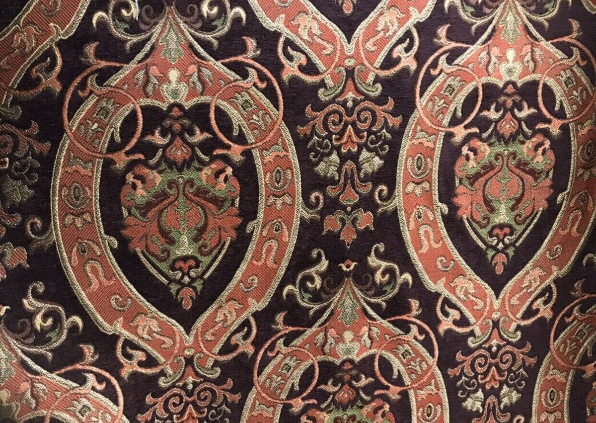 NEW Lady Kate Designer Velvet Chenille Burnout Upholstery Fabric - Plum & Coral- Heavy - Fancy Styles Fabric Pierre Frey Lee Jofa Brunschwig & Fils