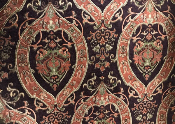 NEW Lady Kate Designer Velvet Chenille Burnout Upholstery Fabric - Plum & Coral- Heavy - Fancy Styles Fabric Pierre Frey Lee Jofa Brunschwig & Fils