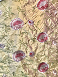 NEW! Lady Achlynn Novelty 100% Silk Dupioni Embroidered Fabric - Made in India- Floral Pink - Fancy Styles Fabric Pierre Frey Lee Jofa Brunschwig & Fils