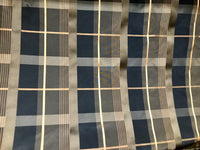 NEW Duchess Marilyn Designer 100% Silk Taffeta Plaid Tartan Fabric- Black Gold Brown BTY - Fancy Styles Fabric Pierre Frey Lee Jofa Brunschwig & Fils