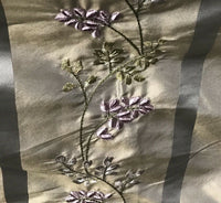 NEW! Lady Lana 100% Silk Taffeta Dupioni Embroidered Fabric Grey Taupe Gold Iridescent - Fancy Styles Fabric Pierre Frey Lee Jofa Brunschwig & Fils