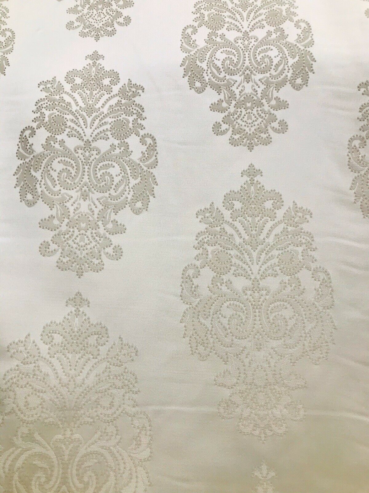 NEW Lady Alison Designer Satin Damask Brocade Upholstery Drapery Fabric - Cream Ivory - Fancy Styles Fabric Pierre Frey Lee Jofa Brunschwig & Fils