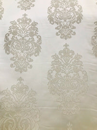 NEW Lady Alison Designer Satin Damask Brocade Upholstery Drapery Fabric - Cream Ivory - Fancy Styles Fabric Pierre Frey Lee Jofa Brunschwig & Fils