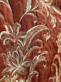 NEW! Designer Quilted Brocade Floral Upholstery Fabric- Rust Brick Red - Fancy Styles Fabric Pierre Frey Lee Jofa Brunschwig & Fils