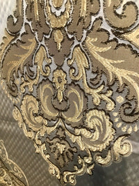King Eliot Italian Brocade Damask Satin Fabric Ivory Gold Upholstery Neoclassical LLPBI0004 - Fancy Styles Fabric Pierre Frey Lee Jofa Brunschwig & Fils