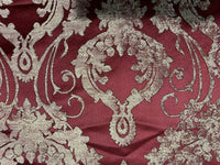 NEW Lord Tustin Designer Damask Satin Drapery Upholstery Fabric - Dark Red - Fancy Styles Fabric Pierre Frey Lee Jofa Brunschwig & Fils