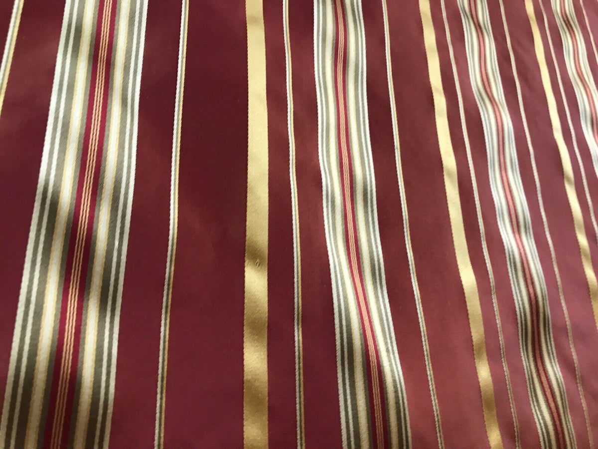 NEW! Lady Grace 100% Silk Taffeta Dupioni Fabric -Red & Gold Stripes - Fancy Styles Fabric Pierre Frey Lee Jofa Brunschwig & Fils