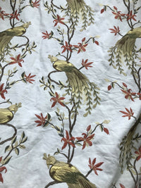 NEW! Lady Patrice Designer Cotton Embroidered Peacock Drapery Fabric  - White - Fancy Styles Fabric Pierre Frey Lee Jofa Brunschwig & Fils