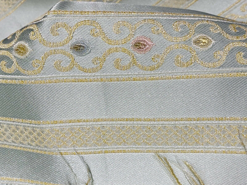 NEW Princess Avery Novelty Ritz Neoclassical Brocade Striped Satin Fabric - Louis  Blue