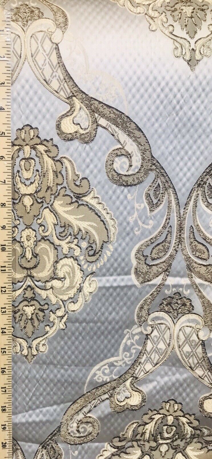 King Eliot Italian Brocade Damask Satin Fabric Ivory Gold Upholstery Neoclassical LLPBI0004 - Fancy Styles Fabric Pierre Frey Lee Jofa Brunschwig & Fils
