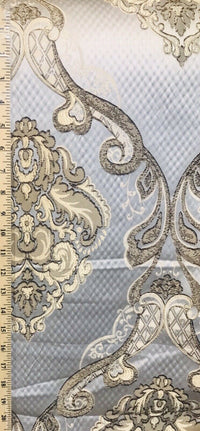 King Eliot Italian Brocade Damask Satin Fabric Ivory Gold Upholstery Neoclassical LLPBI0004 - Fancy Styles Fabric Pierre Frey Lee Jofa Brunschwig & Fils