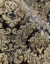 SWATCH 5” x 8” - Prince Liam Brocade Satin Jacquard Fabric- Black Gold- Upholstery Damask LLPBK0003 - Fancy Styles Fabric Pierre Frey Lee Jofa Brunschwig & Fils