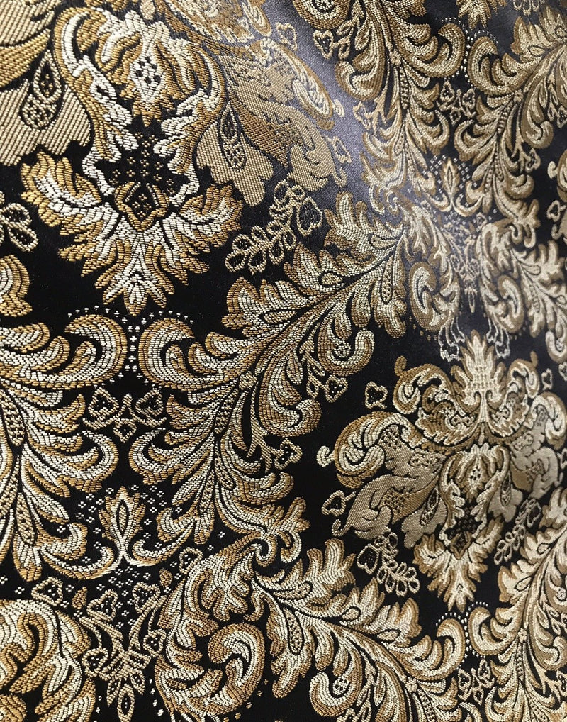 Floral Jacquard Satin Fabric Gold by the Yard – ALOHALACE