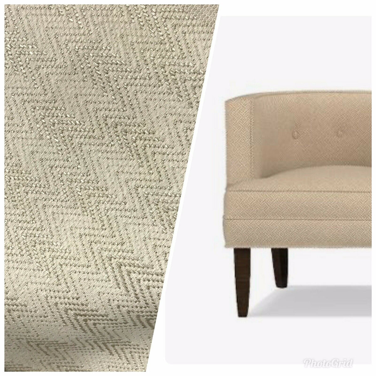 Countess Claire Designer Upholstery Herringbone Chevron Pattern Tweed Fabric -Beige Natural - Fancy Styles Fabric Pierre Frey Lee Jofa Brunschwig & Fils